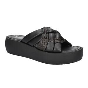 Bella Vita Women's Ned-Italy Leather Platform Slide Sandals Black Size 8 1/2